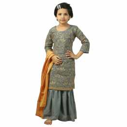 "Ash Color All Over Ambroidery  Sarara 3 Pieces"